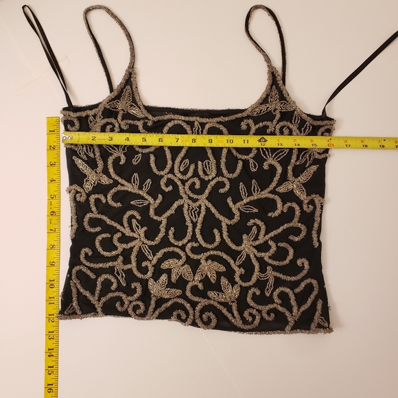 Karioli 1  Beaded Spaghetti Strap Crop Top Blouse - Picture 5 of 8